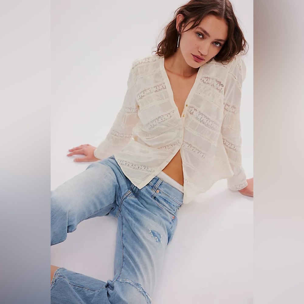 LoveShackFancy Tandra Top in Antique White